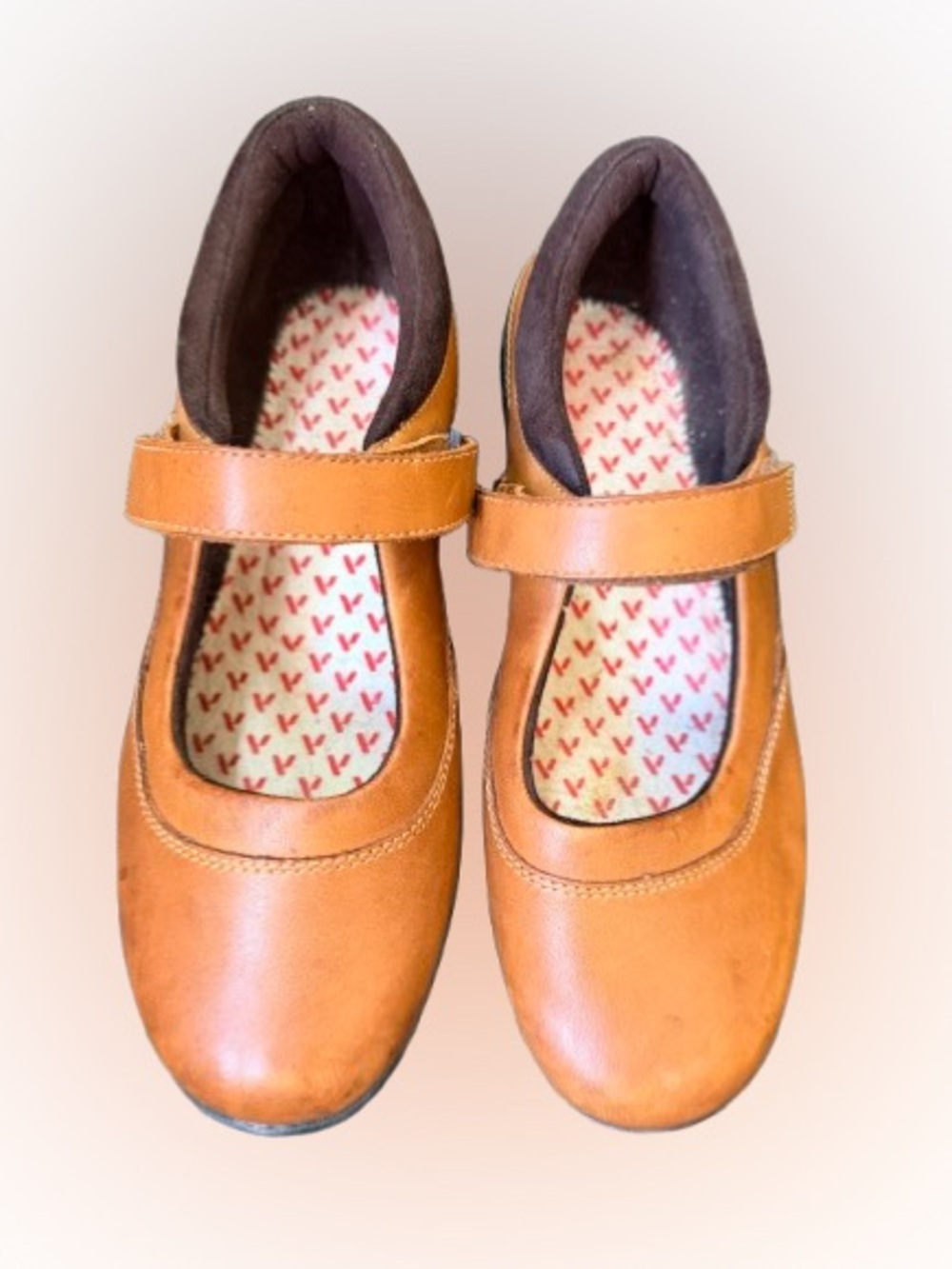 Anodyne No. 19 Cognac Leather Mary Jane Comfort Shoes Hook Loop Strap Women’s 9W